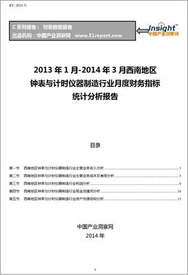 2013-2014年3月西南地区钟表与计时仪器制造行业财务指标月报