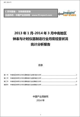 2013-2014年3月中南地区钟表与计时仪器制造行业经营状况月报